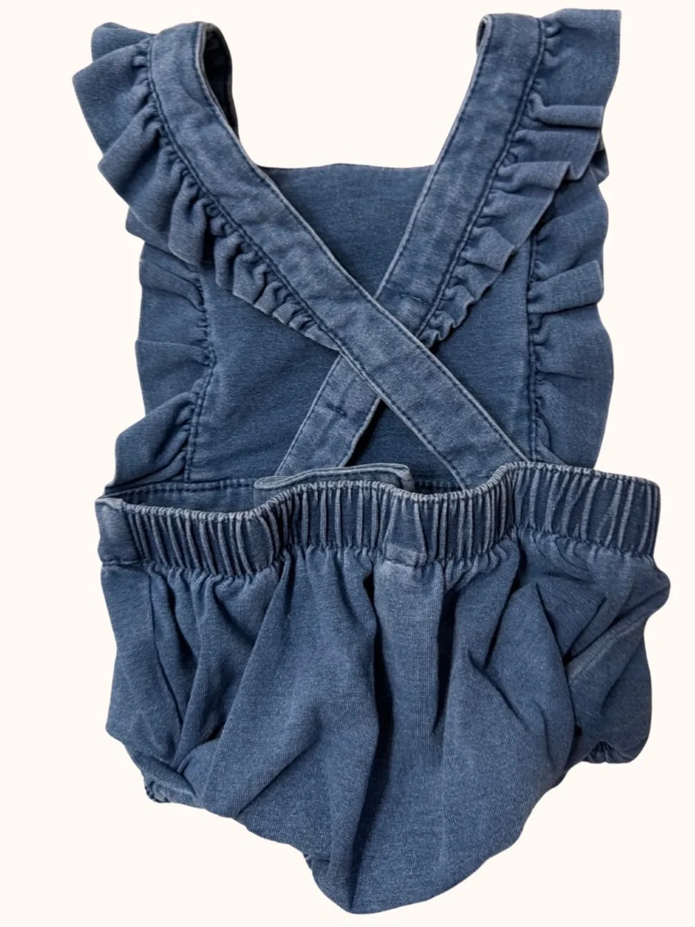 Cat & Jack Navy Ruffle Denim-Style Bubble Romper